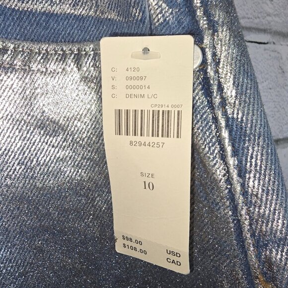 PILCRO DENIUM SKIRT METALLIC FINISH WOMENS SIZE 10 NWT - Picture 5 of 7